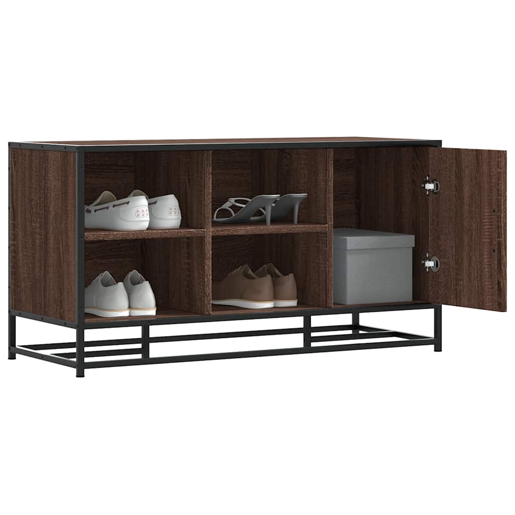 Cipőpad barna tölgy 100x40x53,5 cm gépi fa és fém