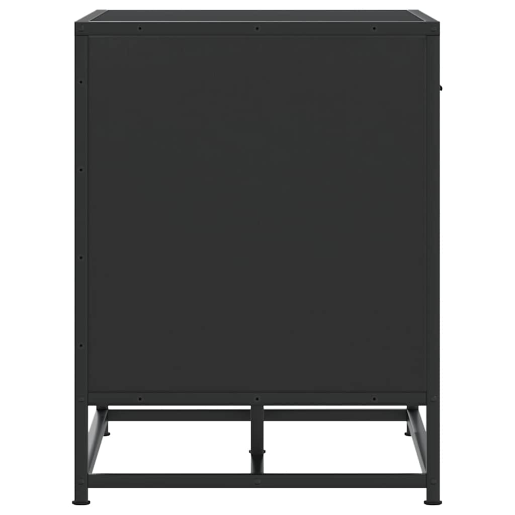 Cipőpad fekete 60x40x53,5 cm fából és fémből készült pad