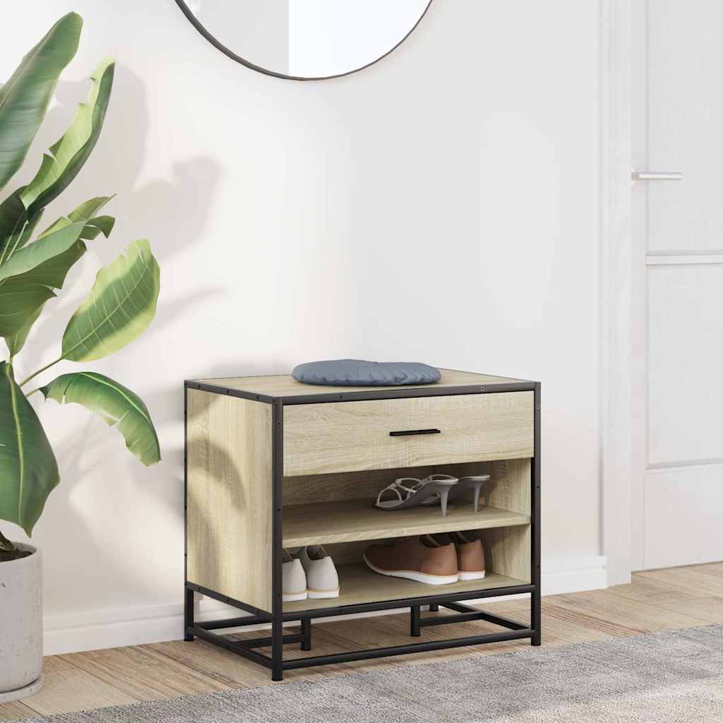 Cipőpad sonoma tölgy 60x40x53,5 cm gépelt fa és fém