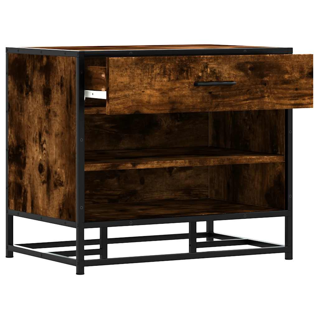 Cipőpad füstölt tölgy 60x40x53,5 cm fából és fémből készült