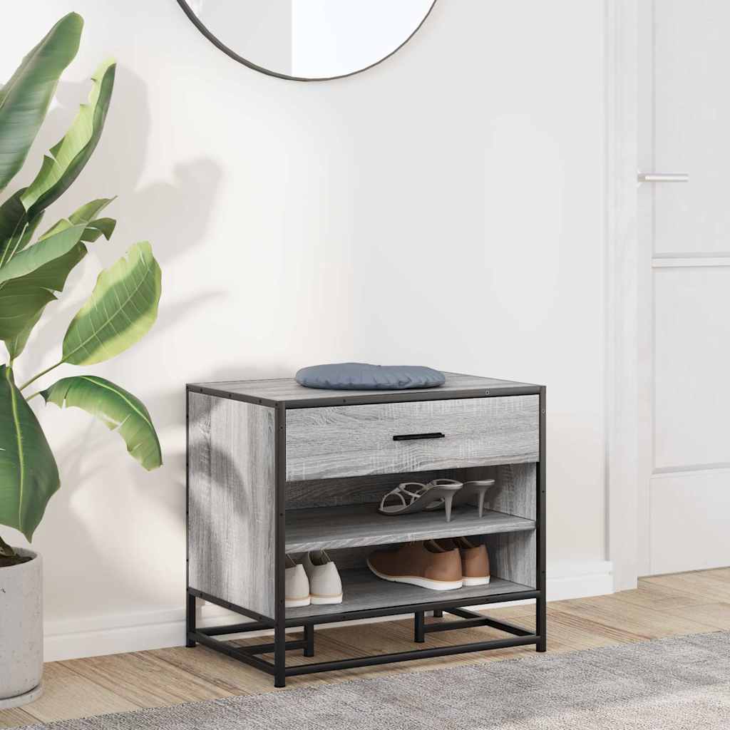 Cipőpad szürke sonoma 60x40x53,5 cm gépi fa és fém