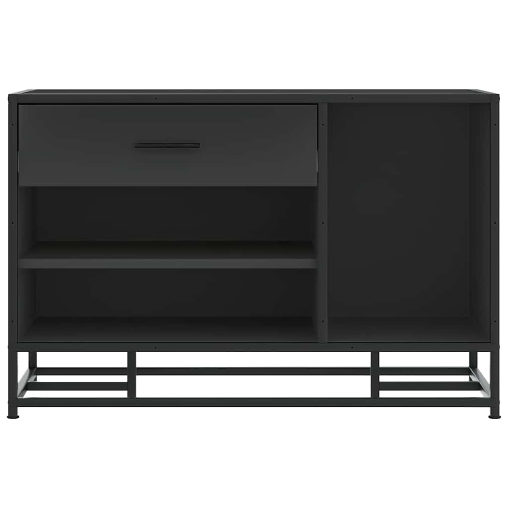 Cipőpad fekete 80x40x53,5 cm fából és fémből készült pad