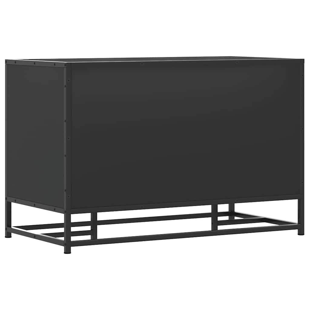 Cipőpad fekete 80x40x53,5 cm fából és fémből készült pad
