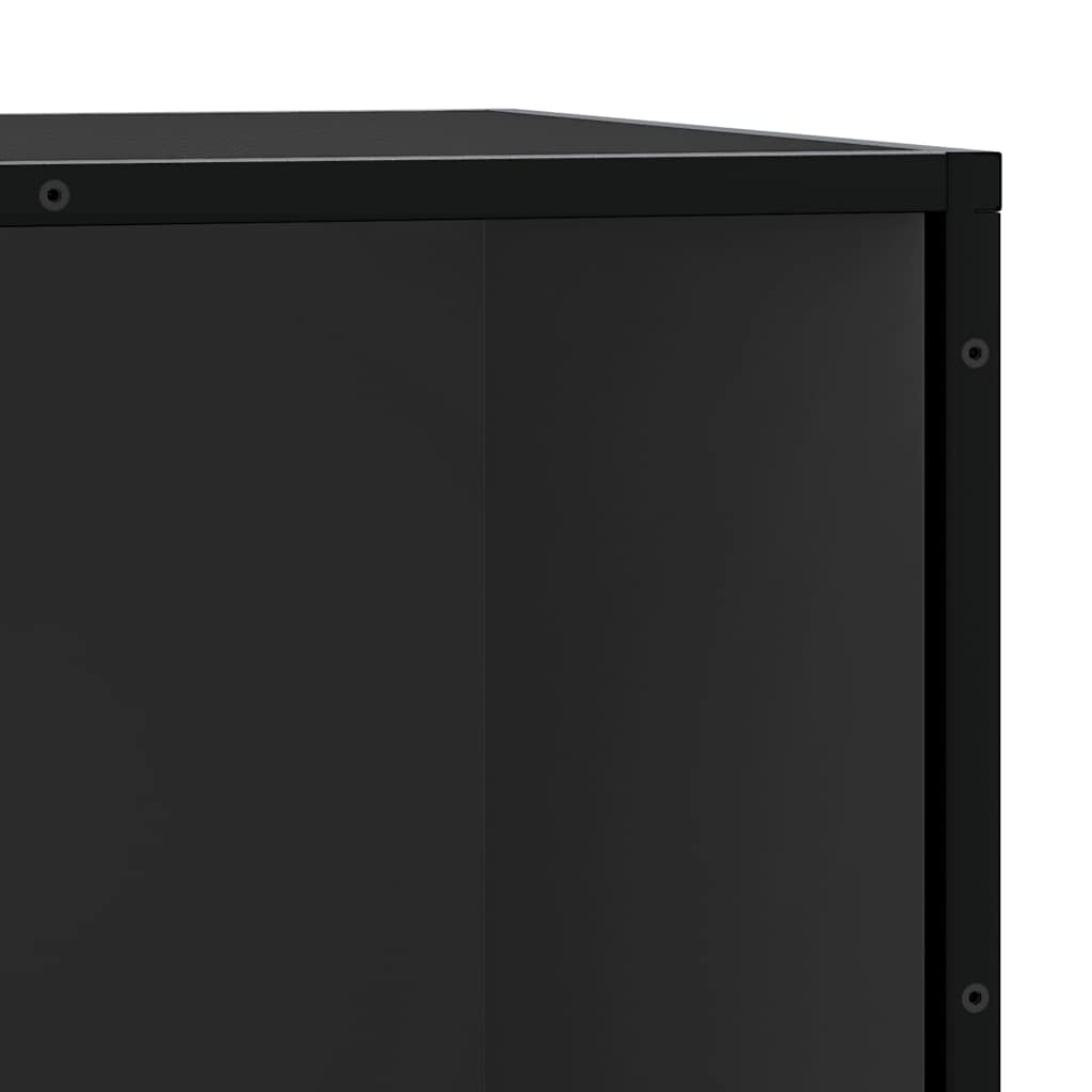 Cipőpad fekete 80x40x53,5 cm fából és fémből készült pad