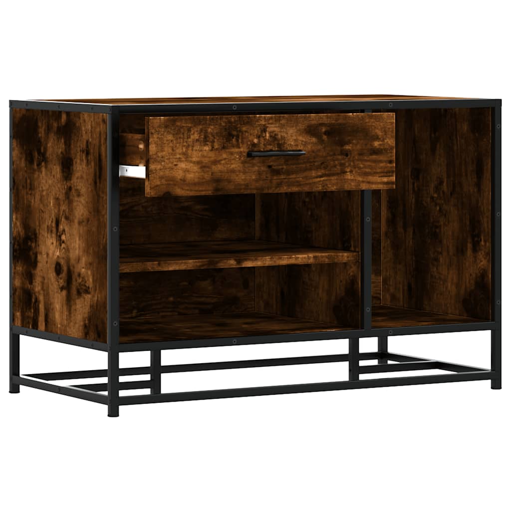 Cipőpad füstölt tölgy 80x40x53,5 cm fából és fémből készült