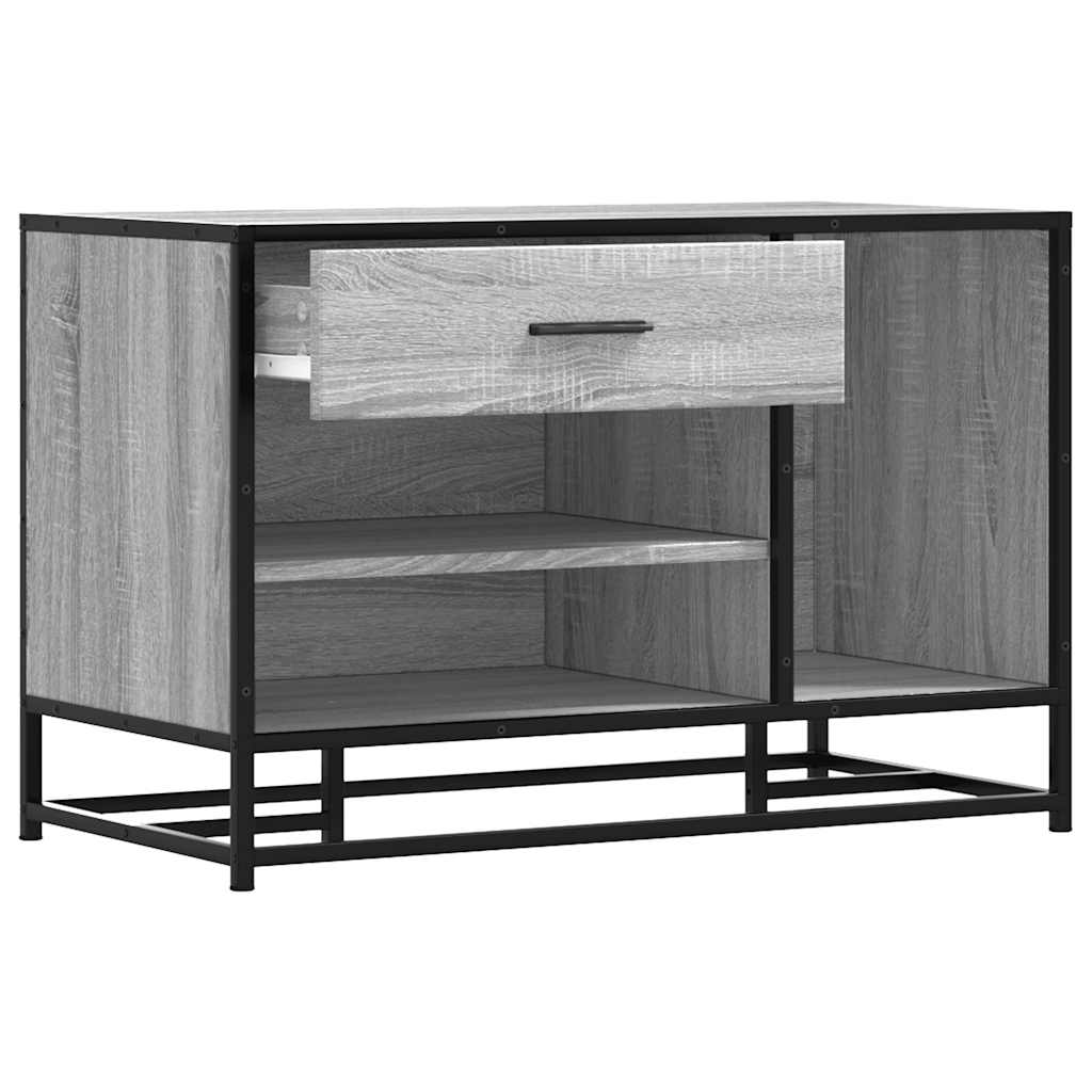 Cipőpad szürke sonoma 80x40x53,5 cm gépi fa és fém