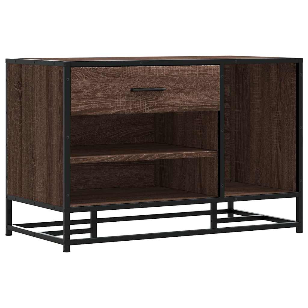 Cipőpad barna tölgy 80x40x53,5 cm gépi fa és fém