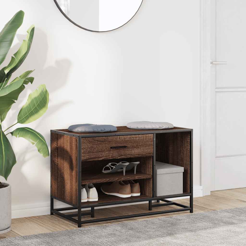 Cipőpad barna tölgy 80x40x53,5 cm gépi fa és fém