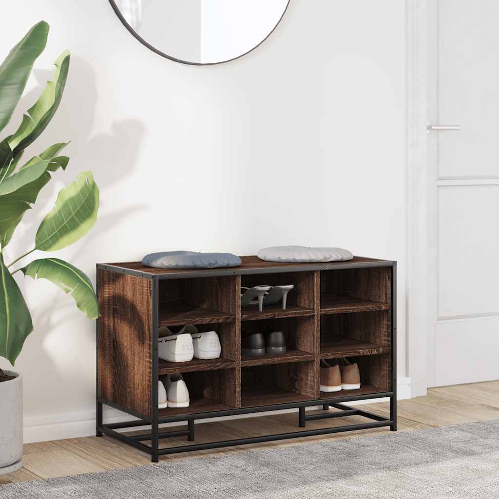 Cipőpad barna tölgy 84x40x53,5 cm gépi fa és fém