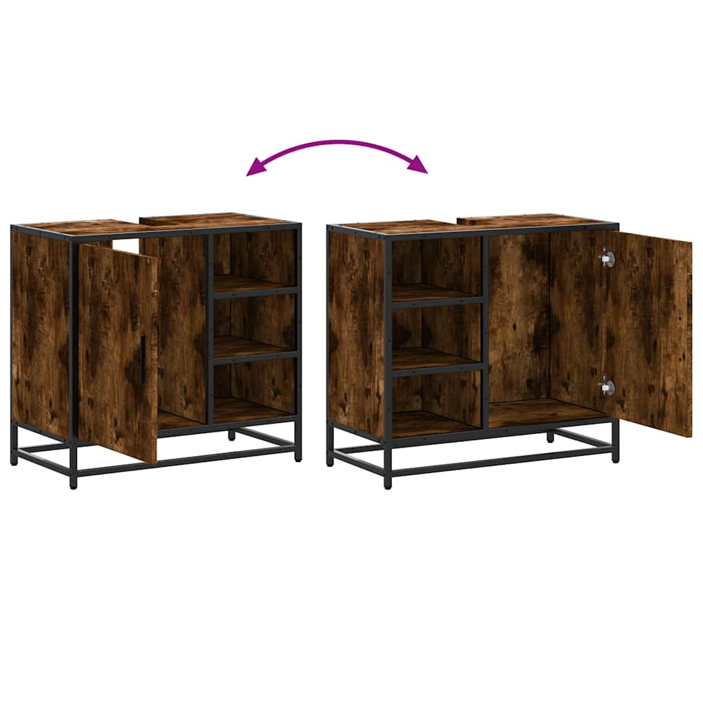 Mosdószekrény füstölt tölgy 65x33x60 cm gépesített fa