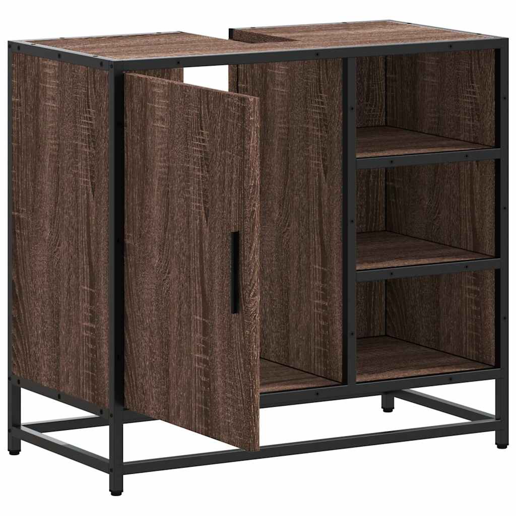 Mosdószekrény barna tölgy 65x33x60 cm műfa