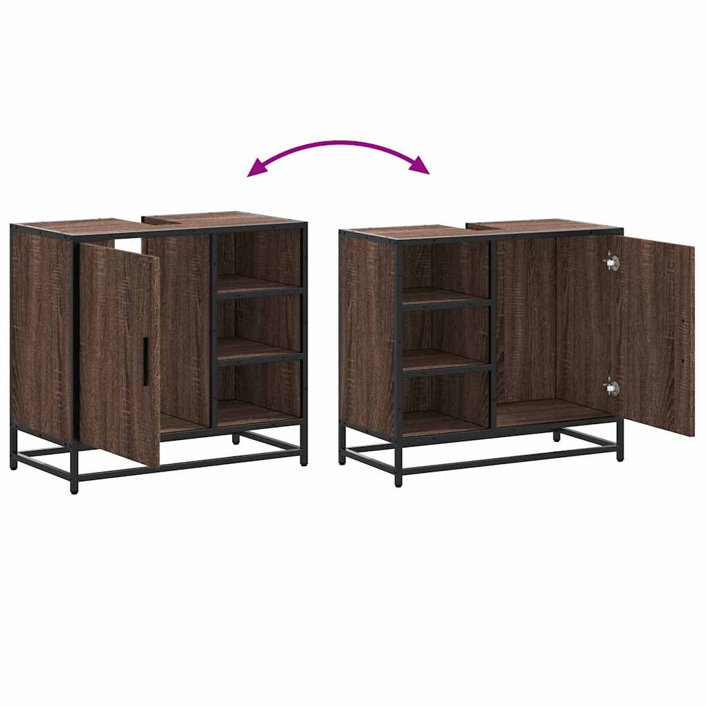 Mosdószekrény barna tölgy 65x33x60 cm műfa