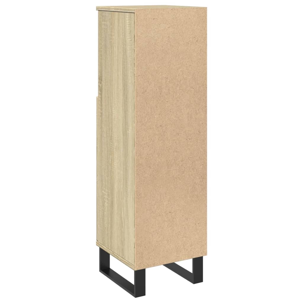 Sonoma tölgy színű szerelt fa fürdőszobaszekrény 30x30x100 cm