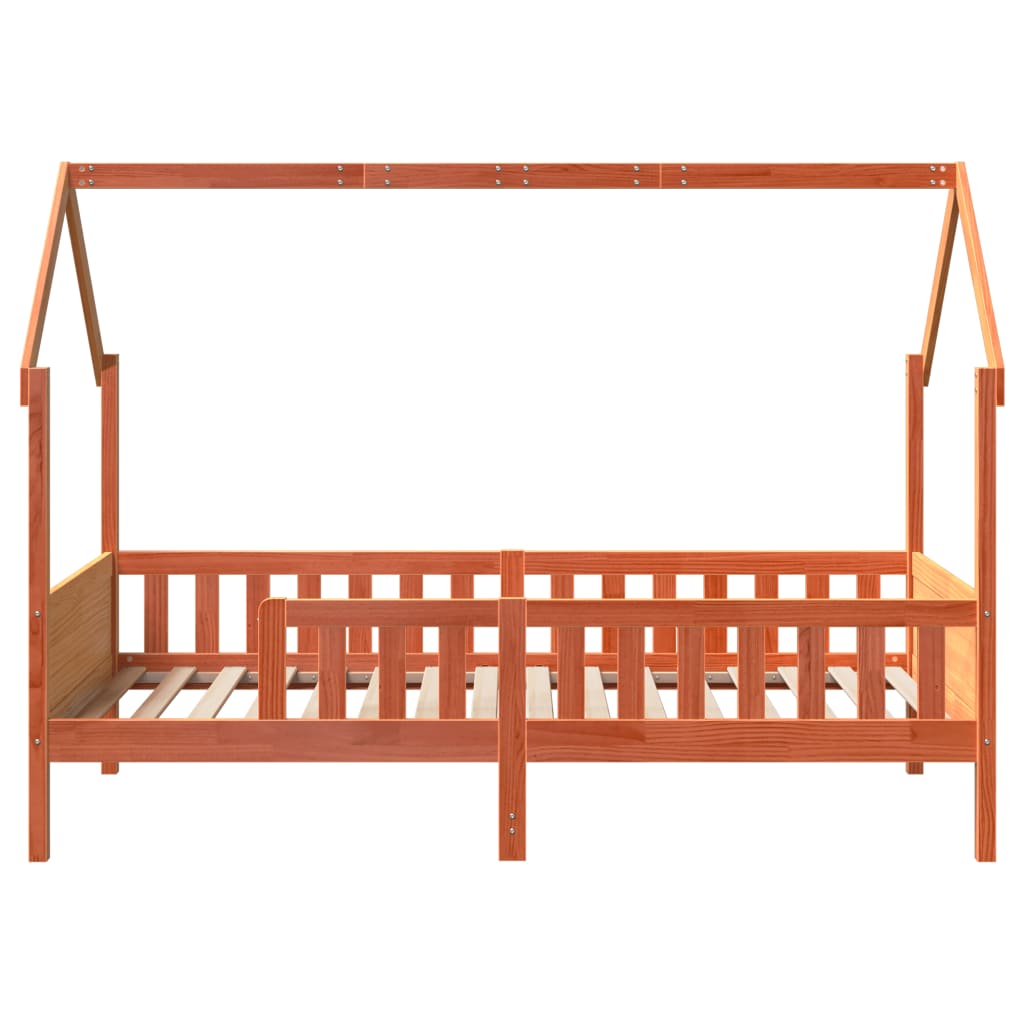 Viaszbarna tömör fenyőfa házikó gyerekágykeret 90 x 190 cm