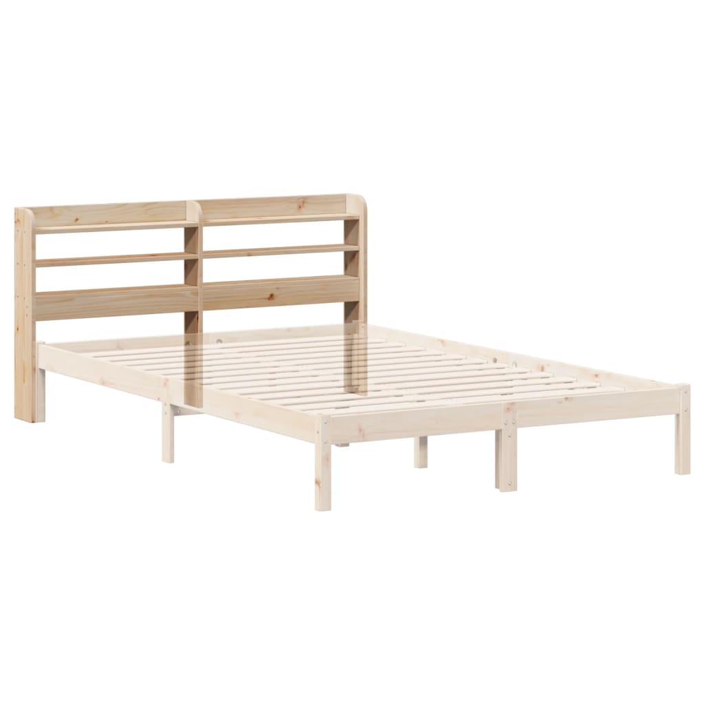 Tömör fenyőfa fejtámla polcokkal 150 cm