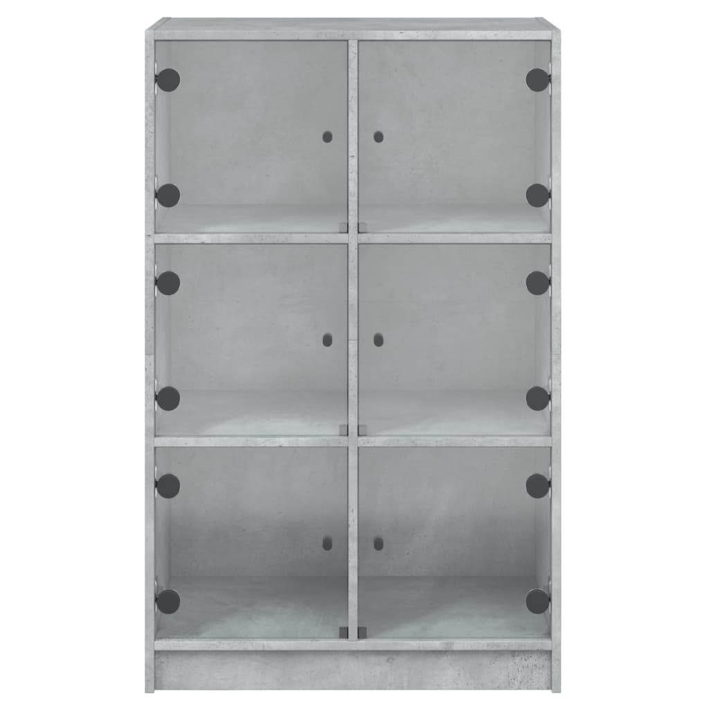 Betonszürke szerelt fa magasszekrény ajtókkal 68 x 37 x 109 cm