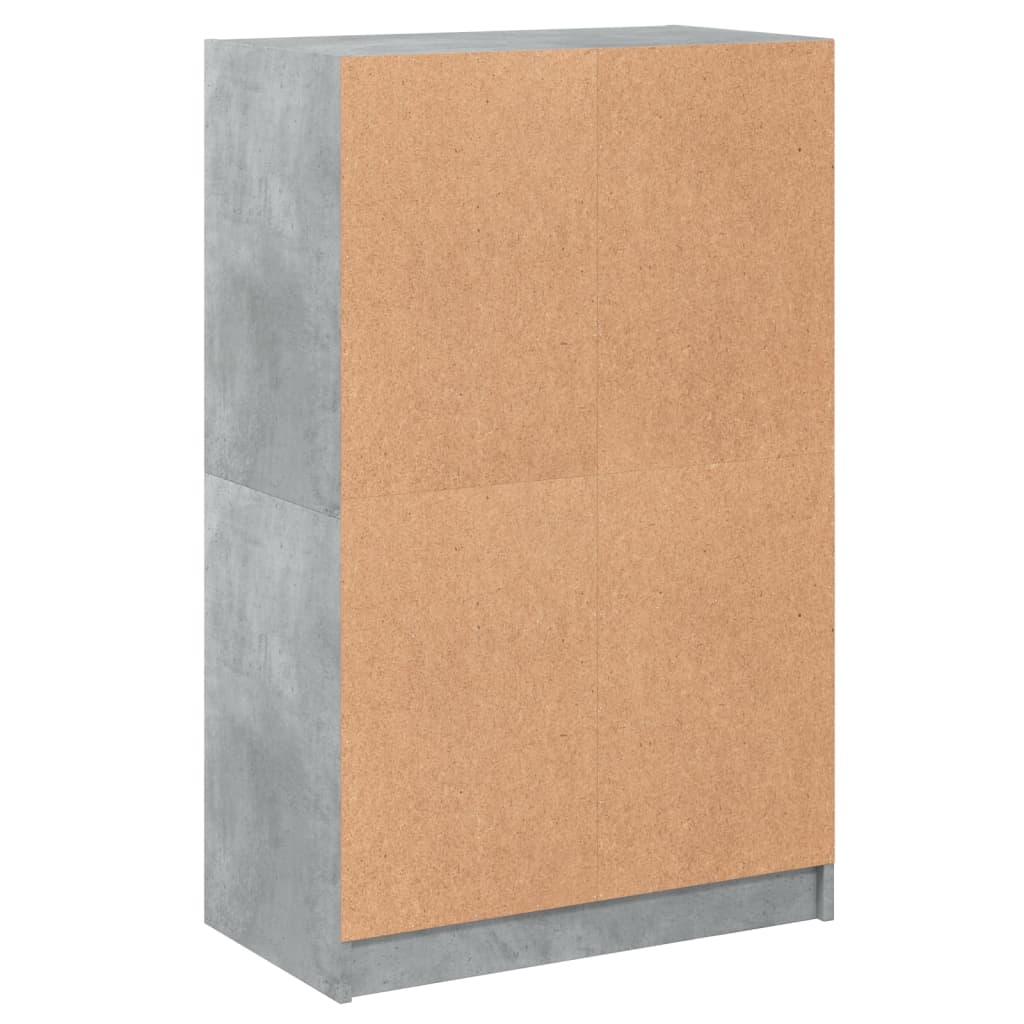 Betonszürke szerelt fa magasszekrény ajtókkal 68 x 37 x 109 cm