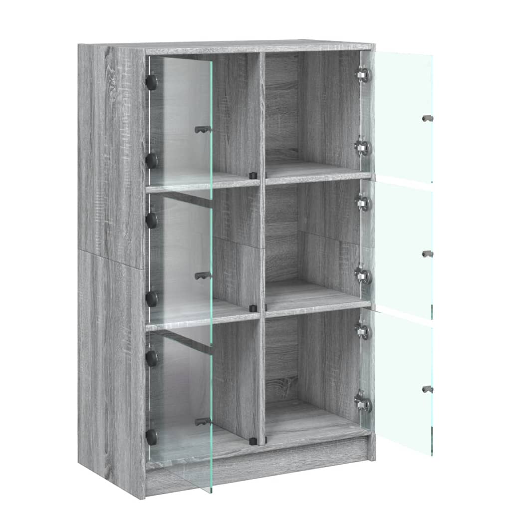 Szürke sonoma színű magasszekrény ajtókkal 68 x 37 x 109 cm