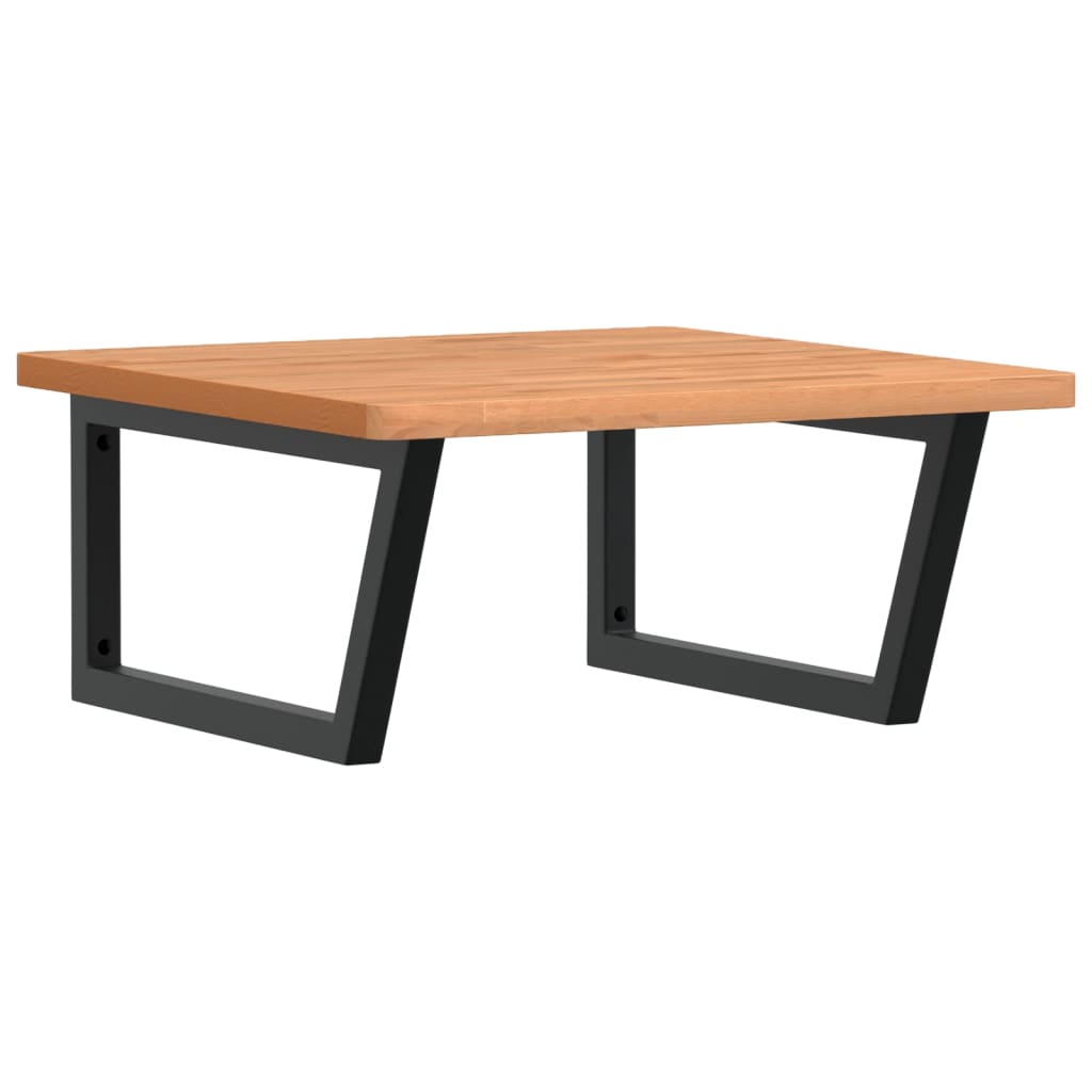 Acél és tömör bükkfa falra szerelhető mosdópolc