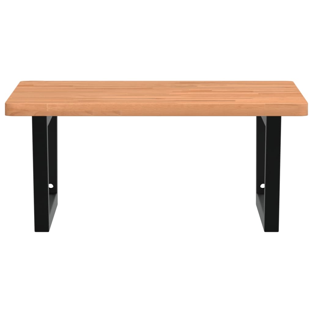 Acél és tömör bükkfa falra szerelhető mosdópolc