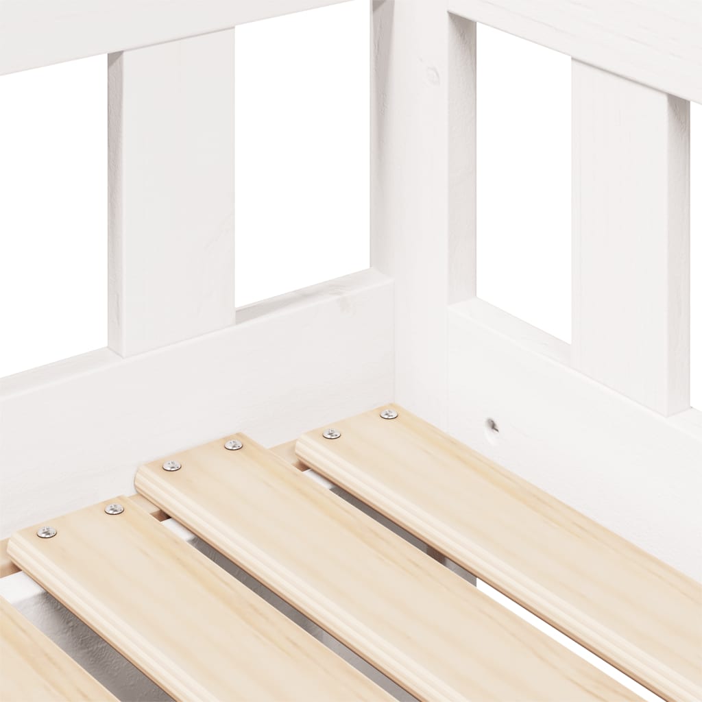 Fehér tömör fenyőfa kihúzható kanapéágy fiókkal 90 x 200 cm