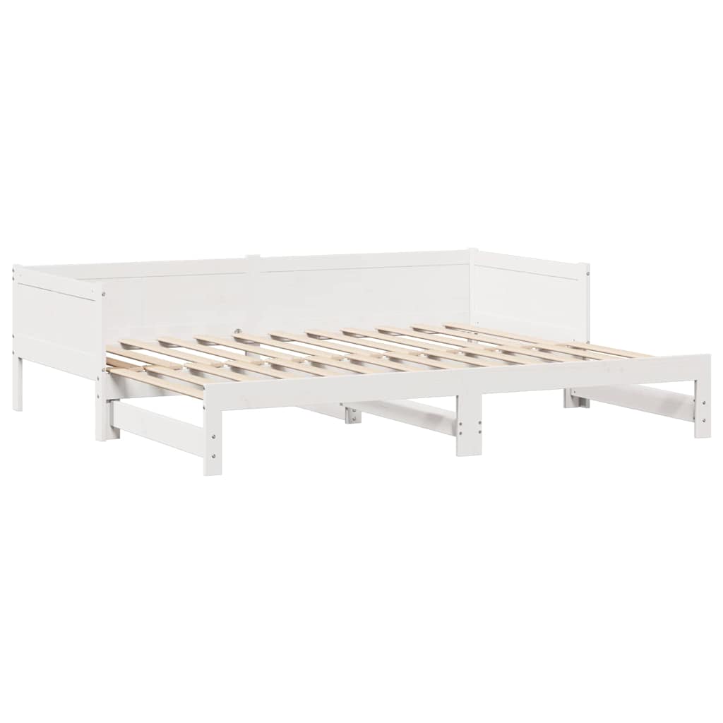 Fehér kihúzható heverő fiókokkal matrac nélkül 90 x 190 cm Fehér kihúzható heverő fiókokkal matrac nélkül 90 x 190 cm