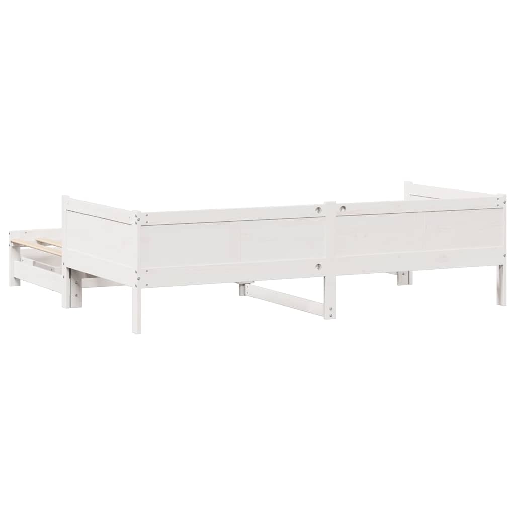 Fehér kihúzható heverő fiókokkal matrac nélkül 90 x 190 cm Fehér kihúzható heverő fiókokkal matrac nélkül 90 x 190 cm