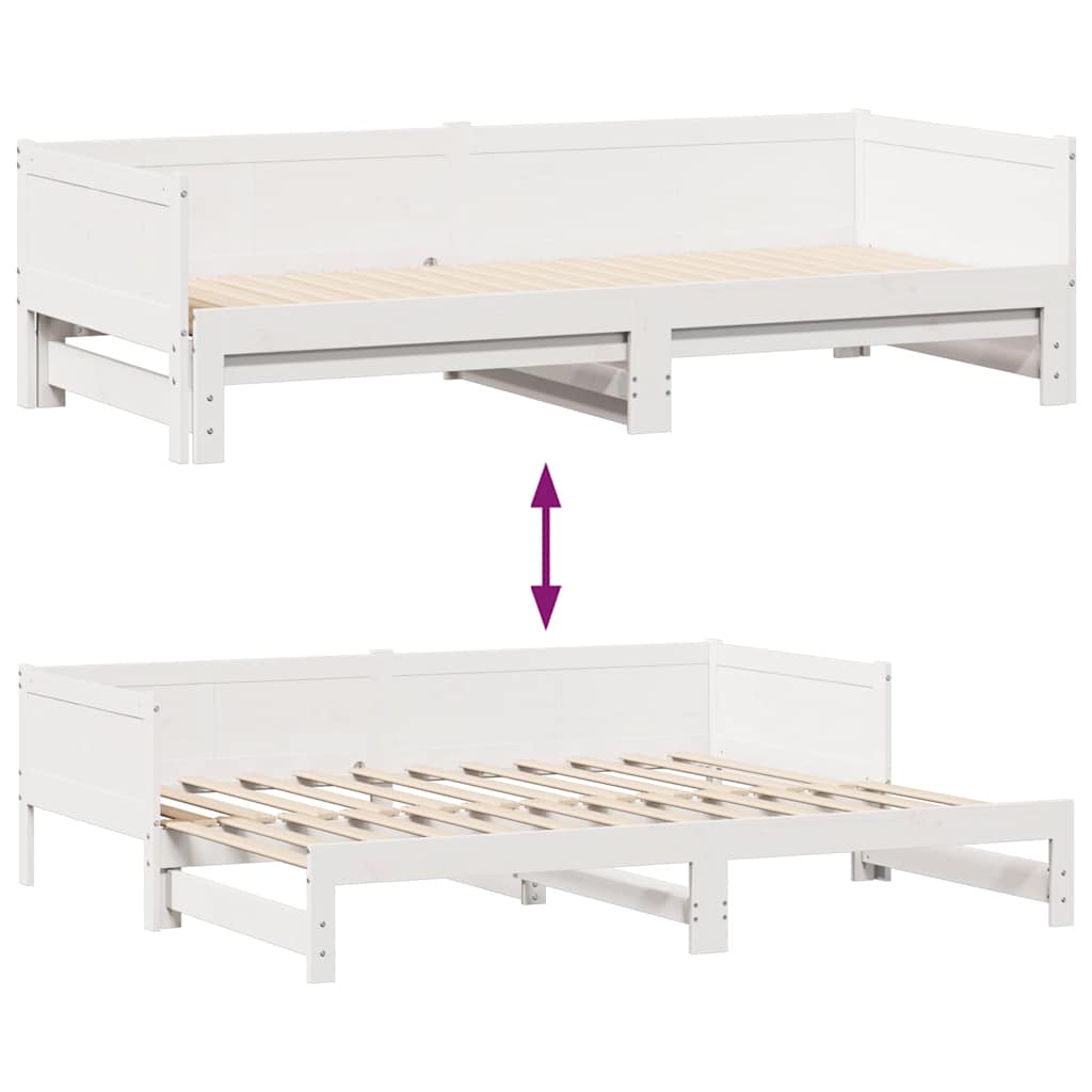 Fehér kihúzható heverő fiókokkal matrac nélkül 90 x 190 cm Fehér kihúzható heverő fiókokkal matrac nélkül 90 x 190 cm