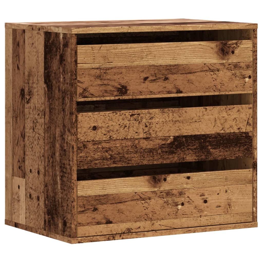 Antik fa színű szerelt fa fiókos sarokszekrény 60 x 41 x 58 cm Antik fa színű szerelt fa fiókos sarokszekrény 60 x 41 x 58 cm