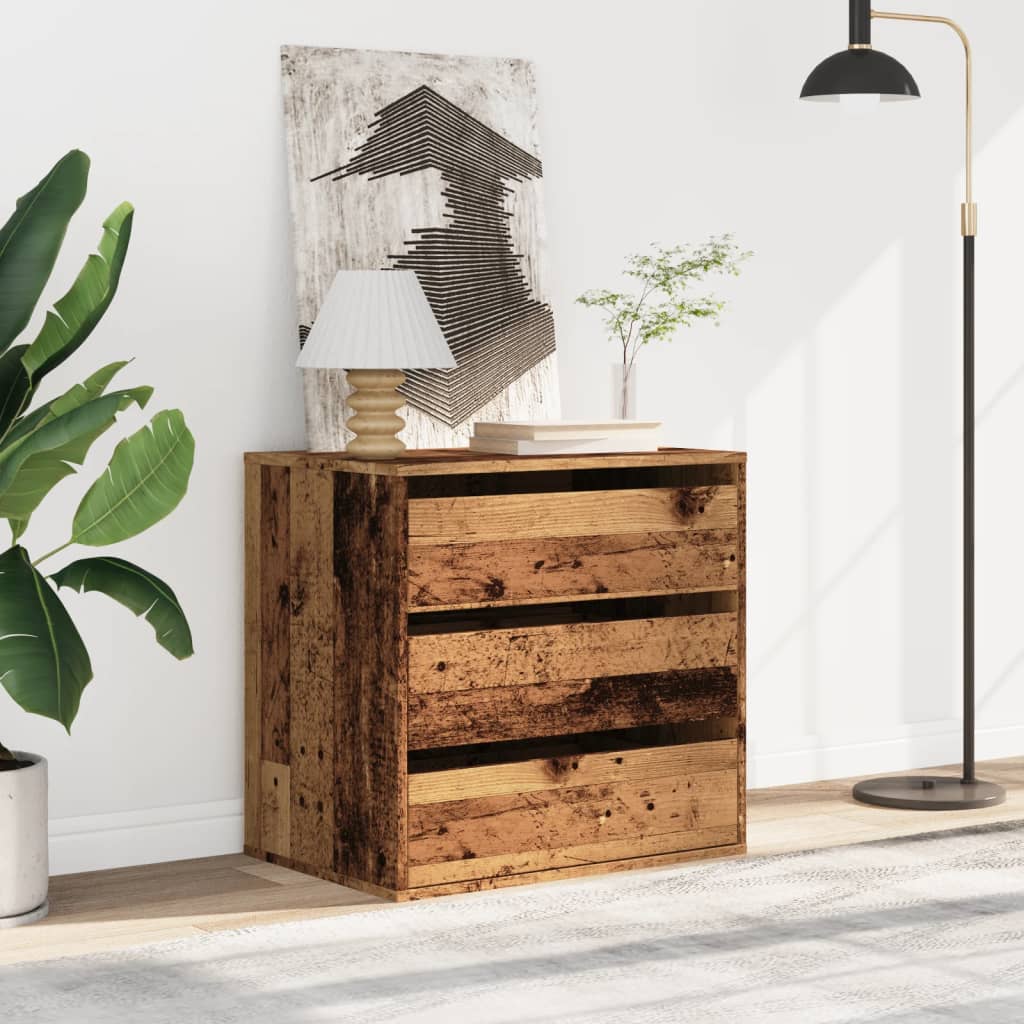 Antik fa színű szerelt fa fiókos sarokszekrény 60 x 41 x 58 cm Antik fa színű szerelt fa fiókos sarokszekrény 60 x 41 x 58 cm