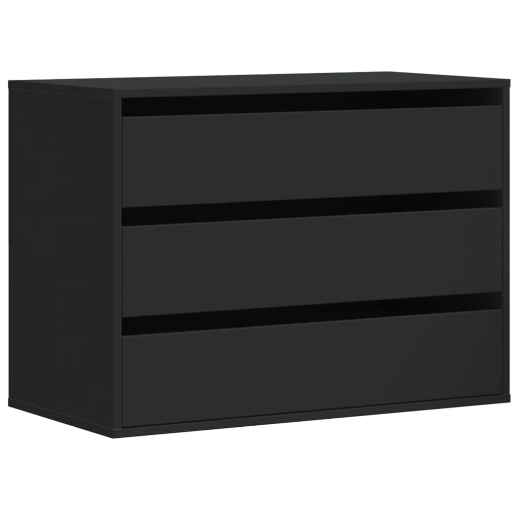 Fekete szerelt fa fiókos sarokszekrény 80 x 41 x 58 cm Fekete szerelt fa fiókos sarokszekrény 80 x 41 x 58 cm