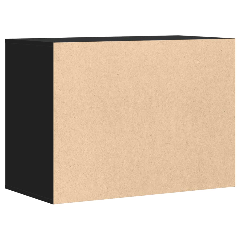 Fekete szerelt fa fiókos sarokszekrény 80 x 41 x 58 cm Fekete szerelt fa fiókos sarokszekrény 80 x 41 x 58 cm