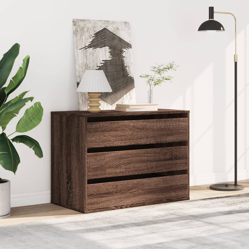 Barna tölgy színű szerelt fa fiókos sarokszekrény 80x41x58 cm Barna tölgy színű szerelt fa fiókos sarokszekrény 80x41x58 cm