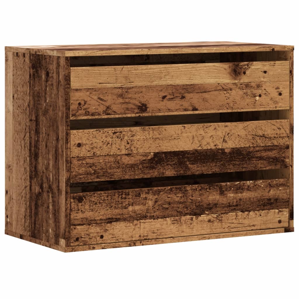 Antik fa színű szerelt fa fiókos sarokszekrény 80 x 41 x 58 cm Antik fa színű szerelt fa fiókos sarokszekrény 80 x 41 x 58 cm