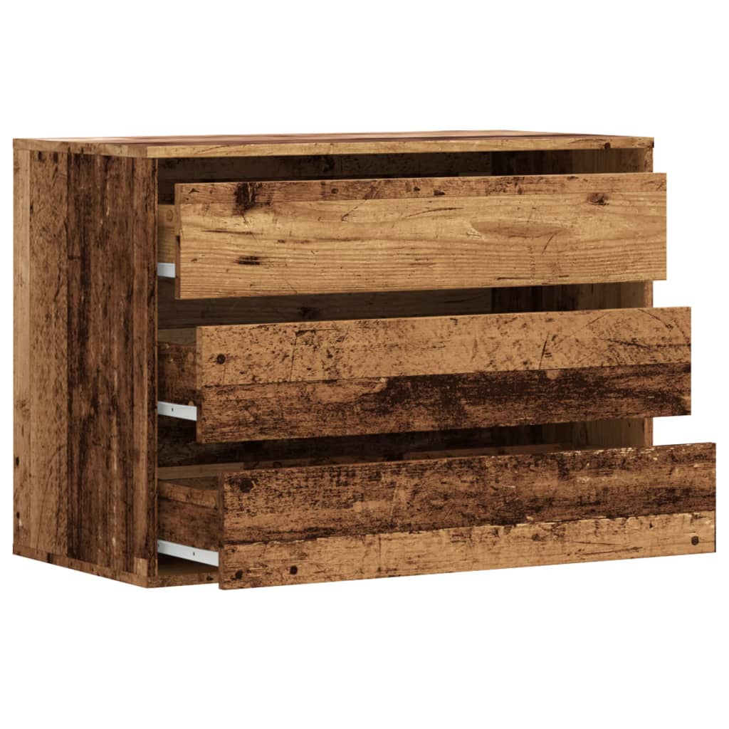 Antik fa színű szerelt fa fiókos sarokszekrény 80 x 41 x 58 cm Antik fa színű szerelt fa fiókos sarokszekrény 80 x 41 x 58 cm