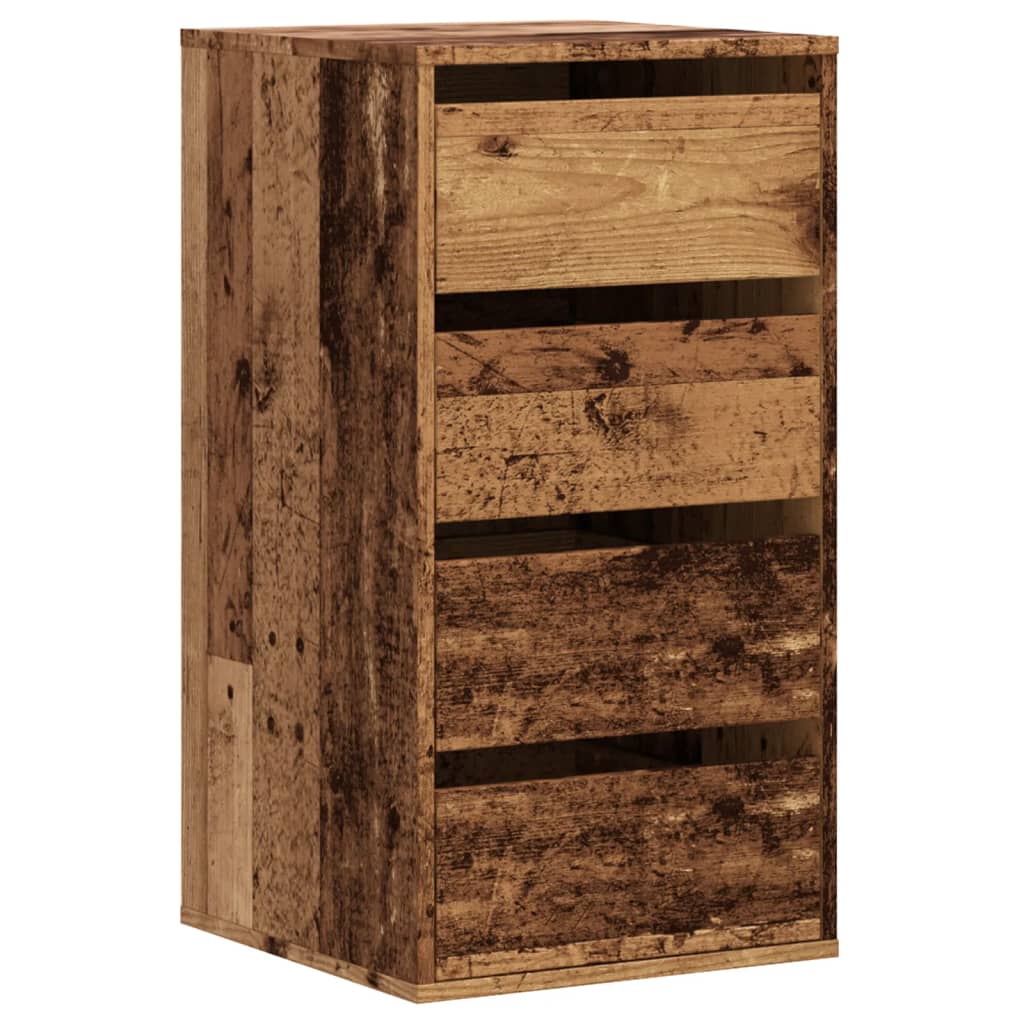 Antik fa színű szerelt fa fiókos sarokszekrény 40 x 41 x 76 cm Antik fa színű szerelt fa fiókos sarokszekrény 40 x 41 x 76 cm