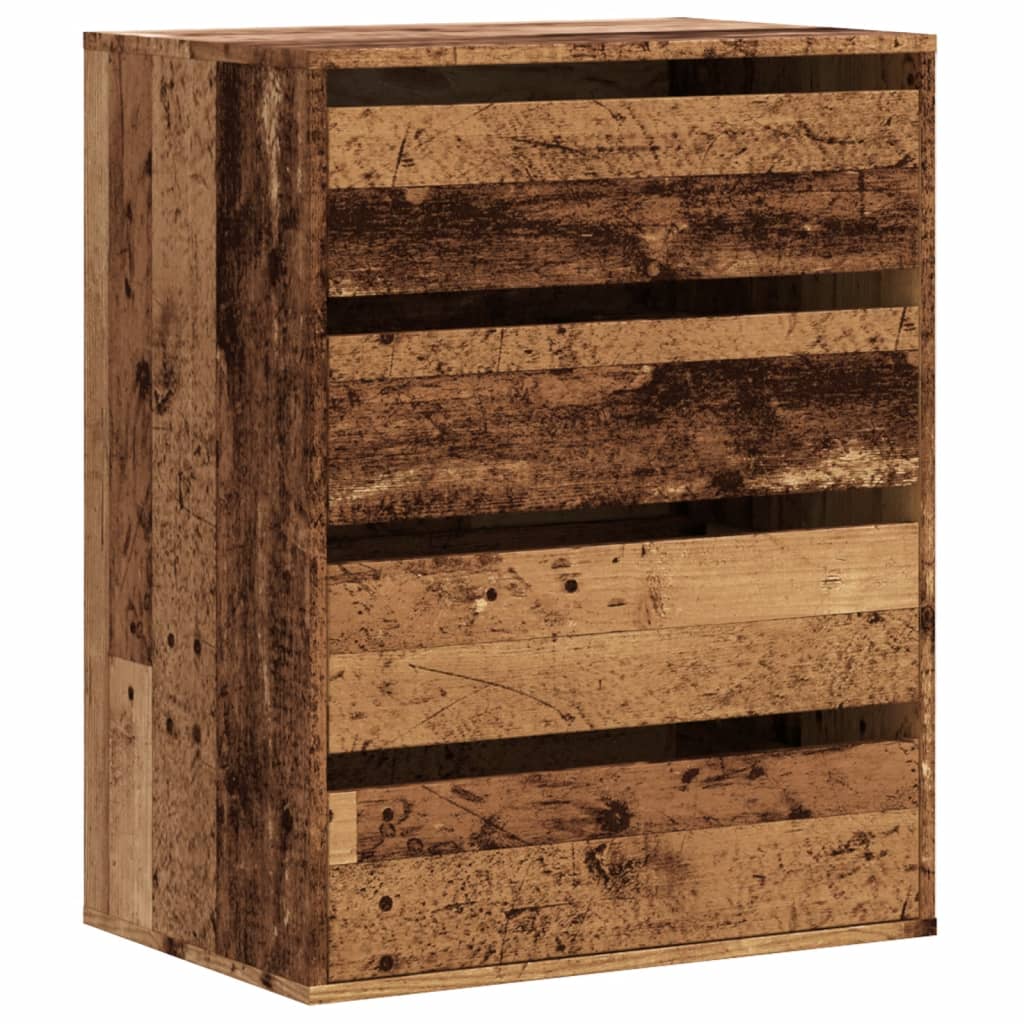 Antik fa színű szerelt fa fiókos sarokszekrény 60 x 41 x 76 cm Antik fa színű szerelt fa fiókos sarokszekrény 60 x 41 x 76 cm
