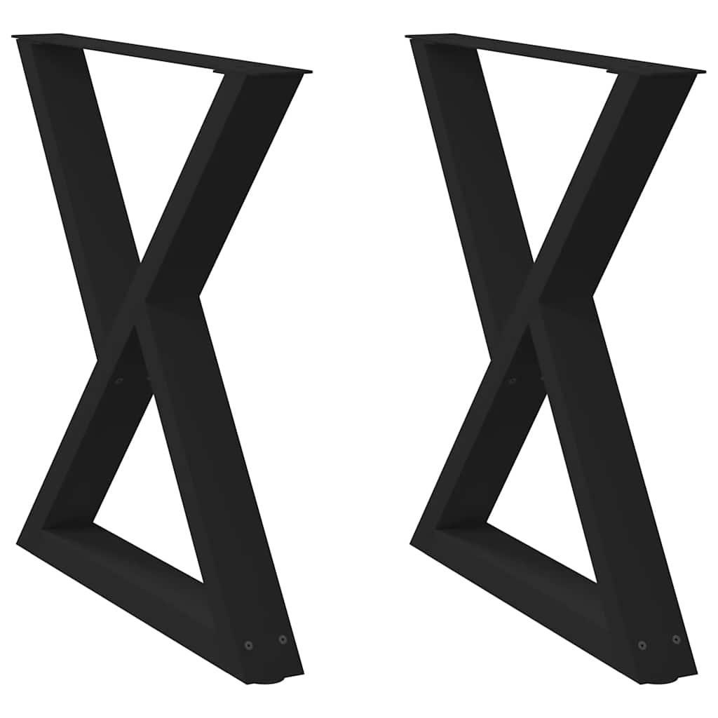 2 db fekete acél étkezőasztal láb 70 x (72-73,3) cm