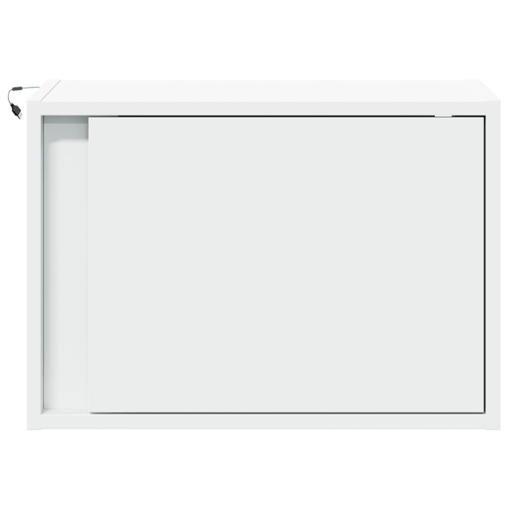 2 db fehér falra szerelhető éjjeliszekrény led-világítással