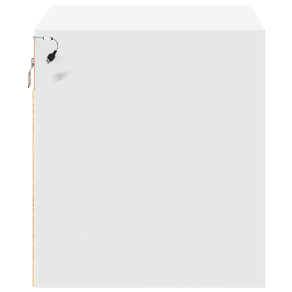 2 db fehér falra szerelhető éjjeliszekrény led-világítással