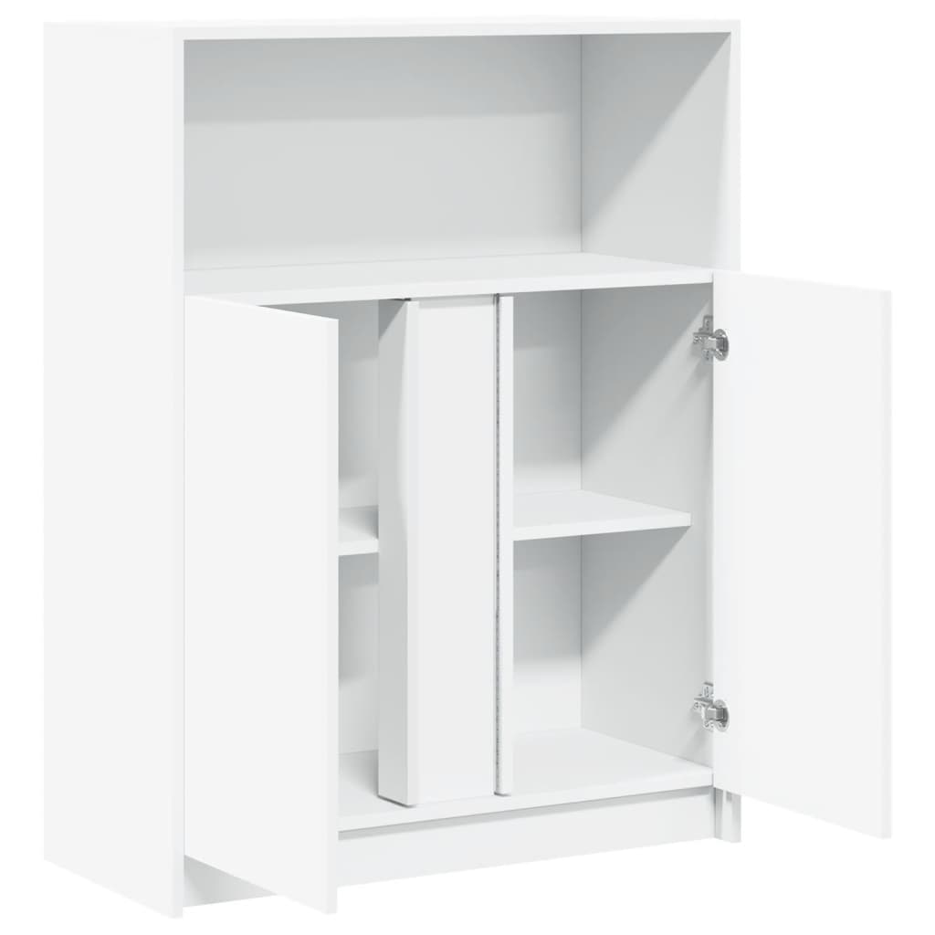 Fehér szerelt fa tálalószekrény led-del 77 x 34 x 100 cm