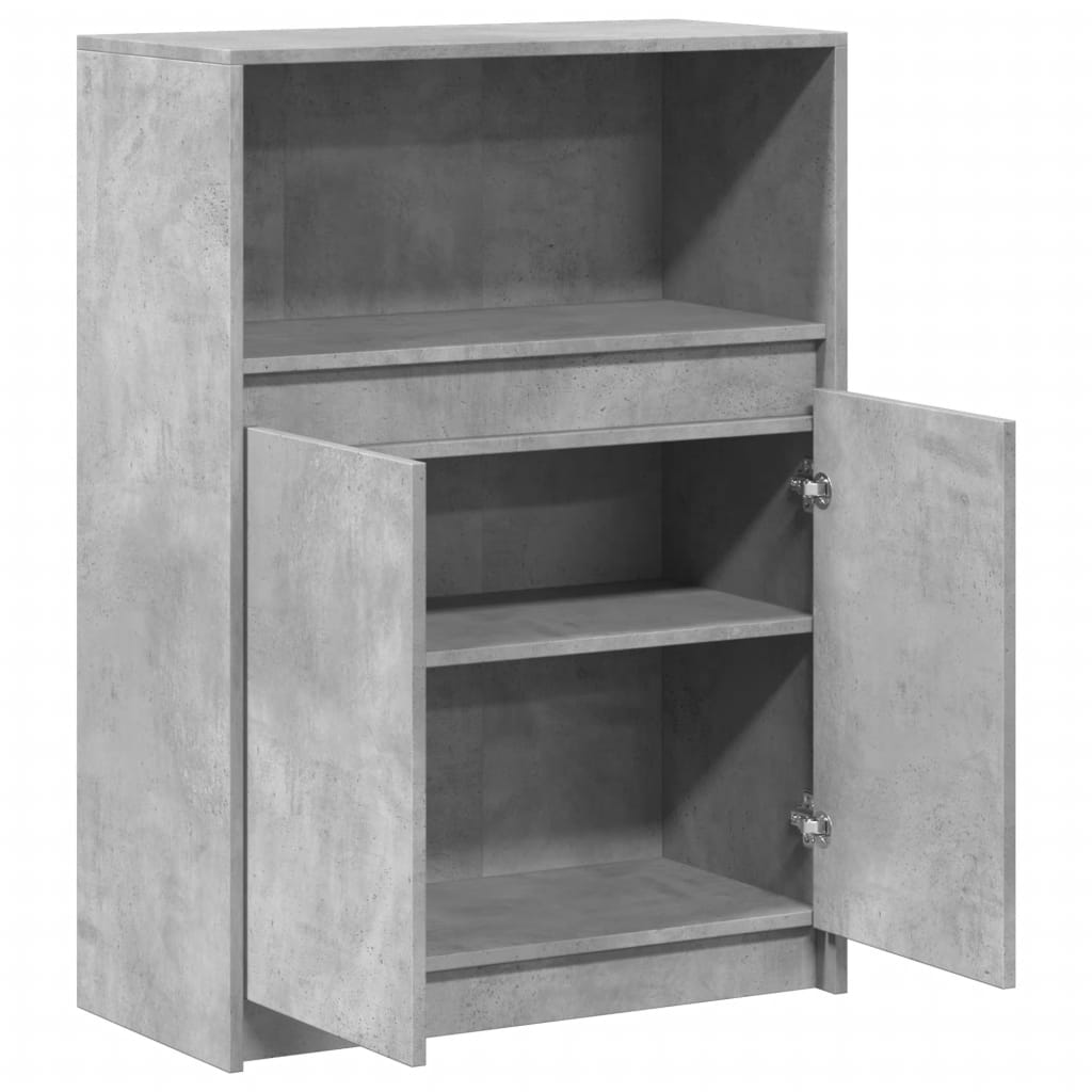 Betonszürke szerelt fa tálalószekrény led-del 72x34x100 cm