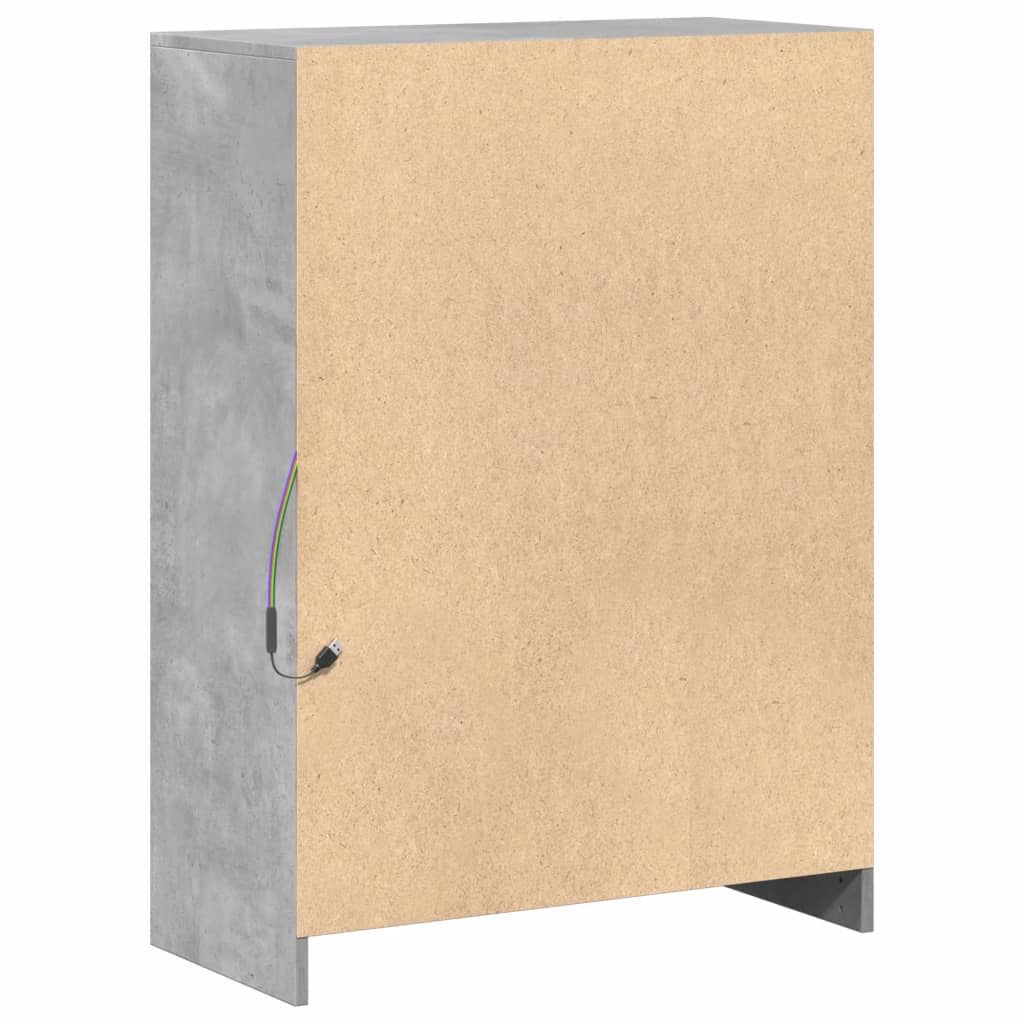 Betonszürke szerelt fa tálalószekrény led-del 72x34x100 cm