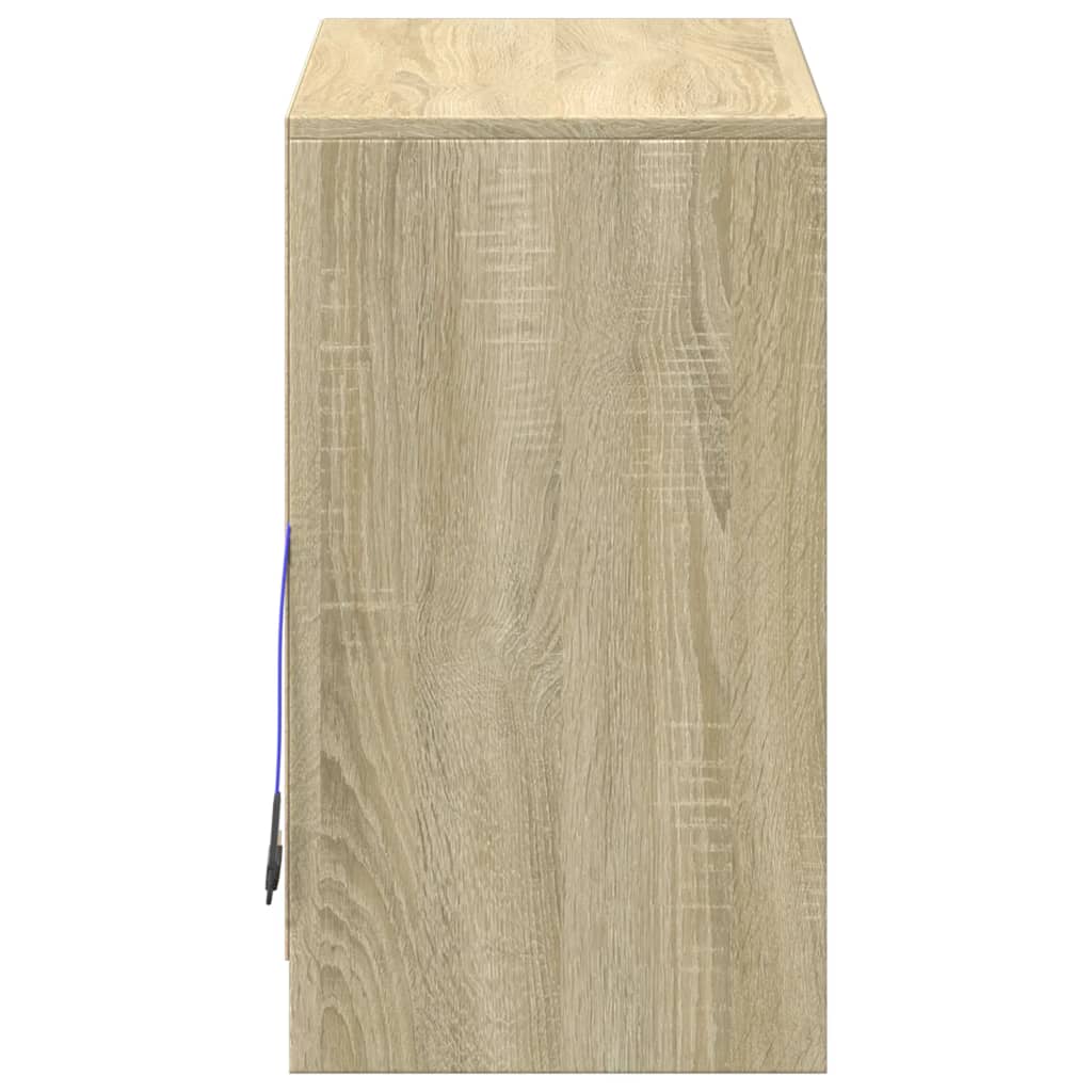 Sonoma tölgy szerelt fa tálalószekrény led-del 72 x 34 x 61 cm