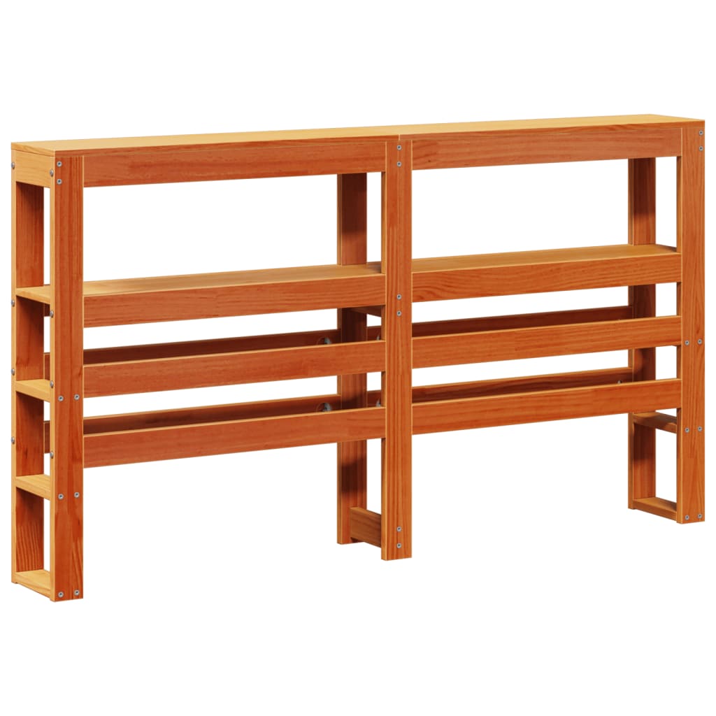 Viaszbarna tömör fenyőfa ágykeret fejtámlával 135 x 190 cm