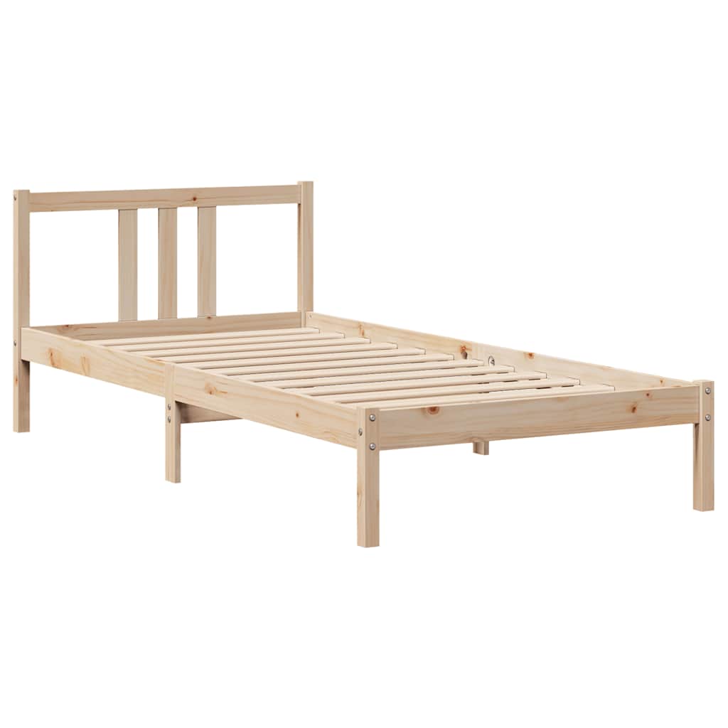 Tömör fenyőfa ágykeret fejtámlával 75 x 190 cm