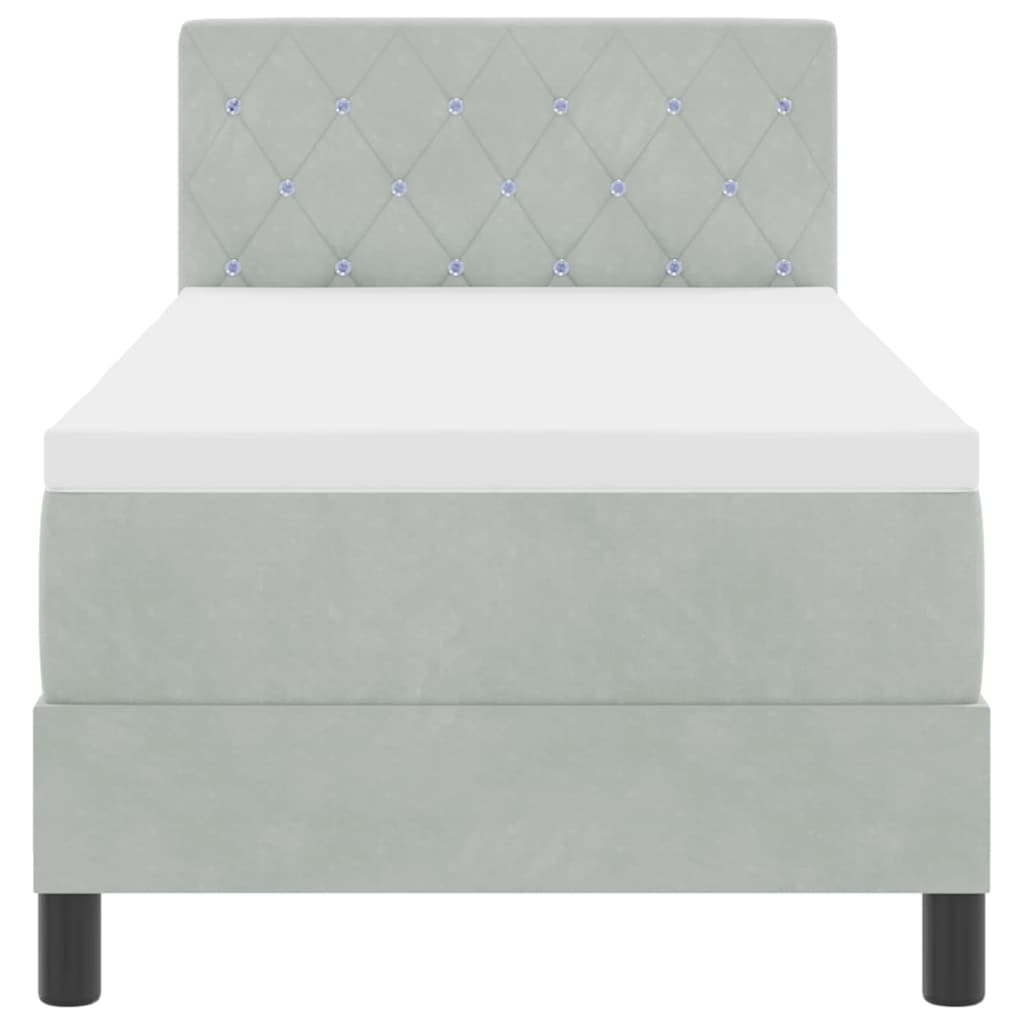 Rugós ágy matraccal matracmal világosszürke 80 x 200 cm szövet