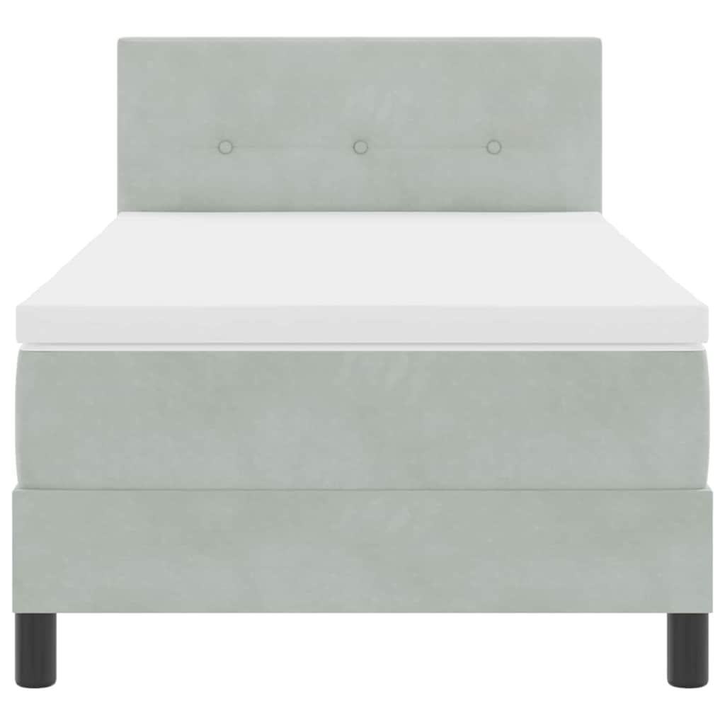 Rugós ágy matraccal matracmal világosszürke 80 x 200 cm szövet