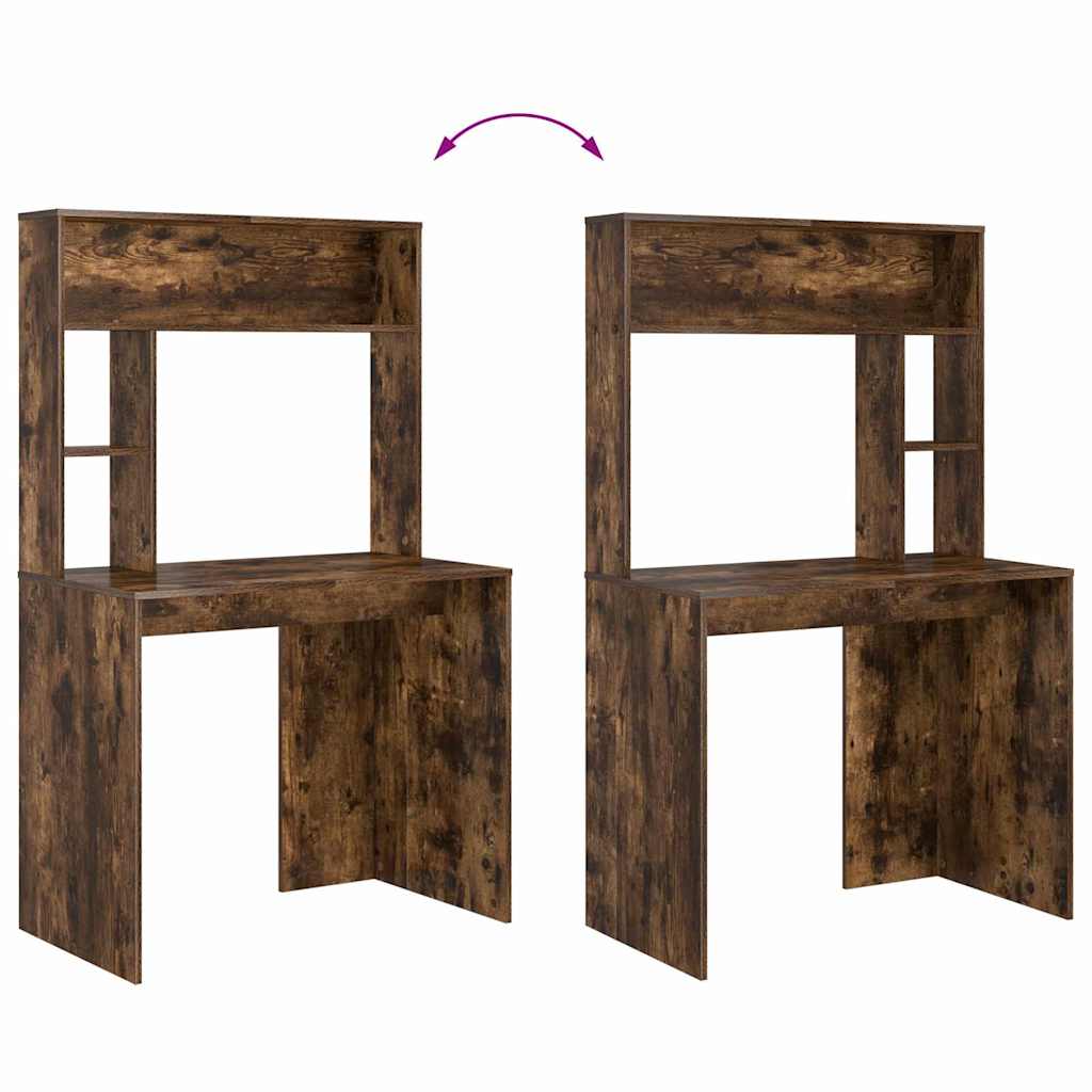 Asztal polcokkal füstölt tölgy 91 x 50 x 149 cm faanyag