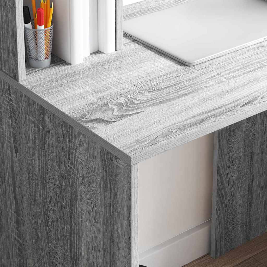 Asztal polcokkal szürke sonoma 91 x 50 x 149 cm faanyag